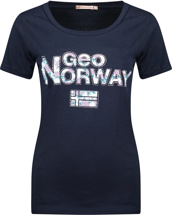 T-shirt Geographical Norway z okrągłym dekoltem z bawełny z krótkim rękawem
