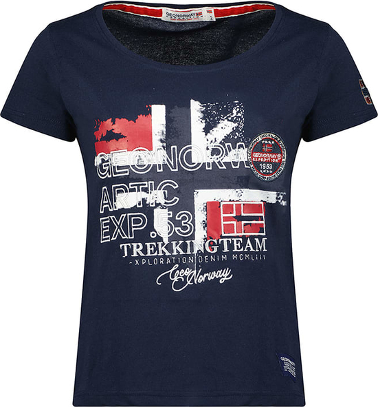 T-shirt Geographical Norway z okrągłym dekoltem z bawełny z krótkim rękawem