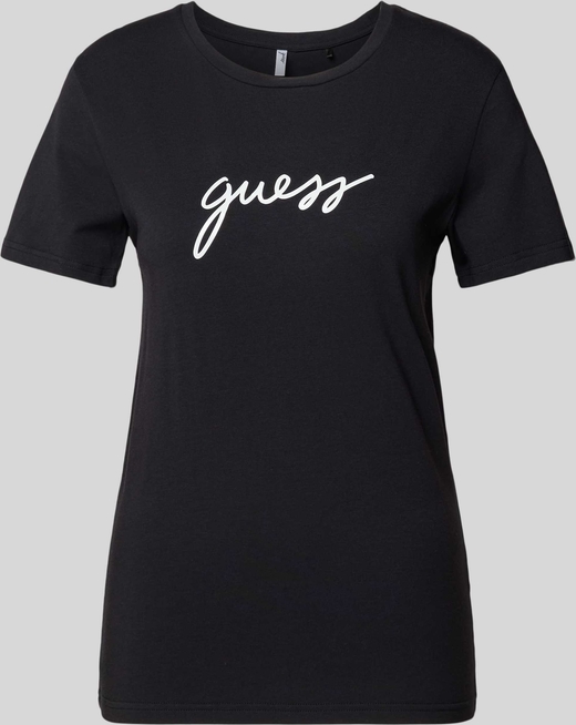 T-shirt Guess w młodzieżowym stylu z bawełny z okrągłym dekoltem
