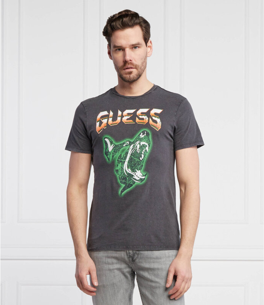 T-shirt Guess w młodzieżowym stylu z krótkim rękawem z nadrukiem