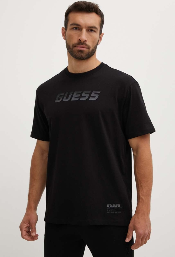 T-shirt Guess w młodzieżowym stylu z nadrukiem