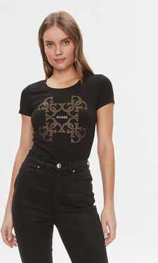 T-shirt Guess w młodzieżowym stylu z okrągłym dekoltem z krótkim rękawem