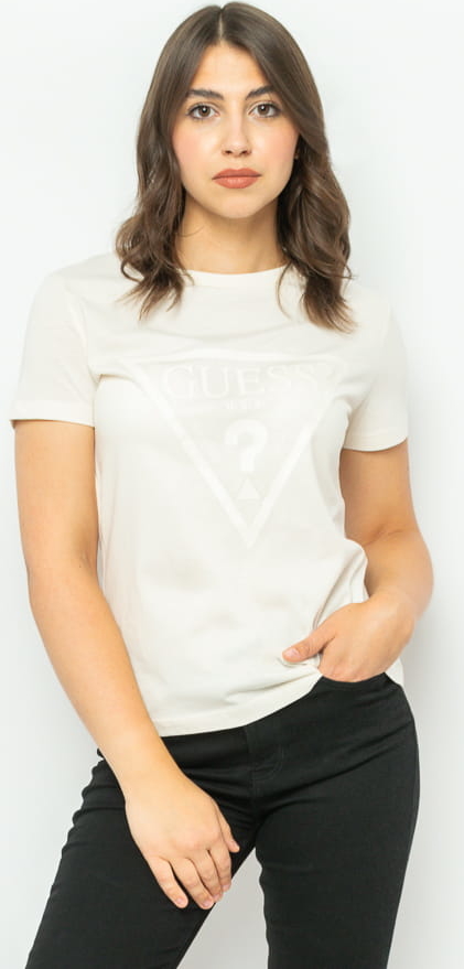 T-shirt Guess w stylu casual z okrągłym dekoltem z bawełny