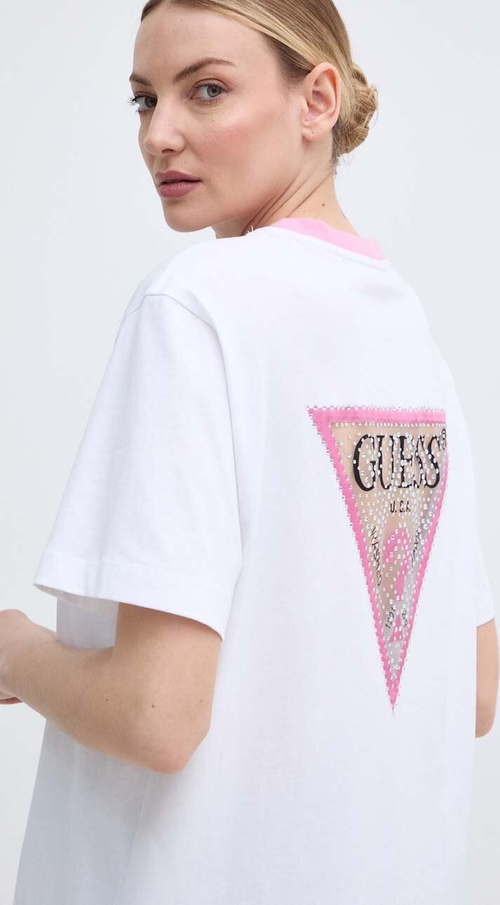 T-shirt Guess w stylu casual z okrągłym dekoltem z krótkim rękawem