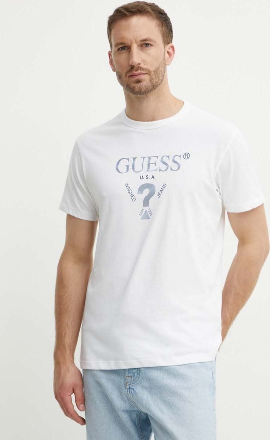 T-shirt Guess z bawełny z krótkim rękawem