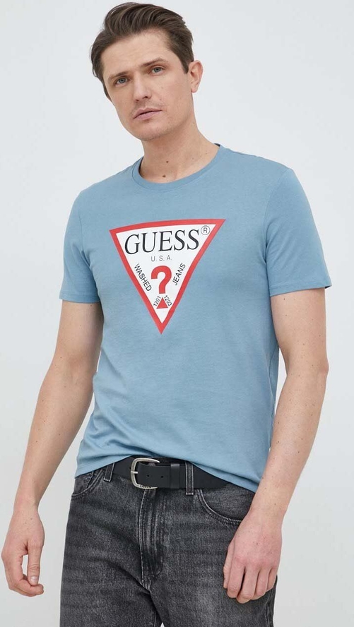 T-shirt Guess z bawełny z nadrukiem