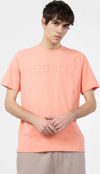 T-shirt Guess z bawełny z nadrukiem w młodzieżowym stylu