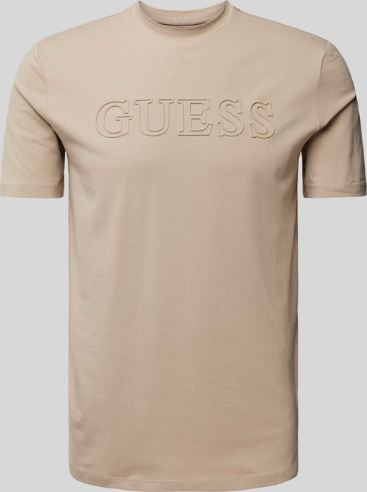 T-shirt Guess z bawełny z nadrukiem z krótkim rękawem