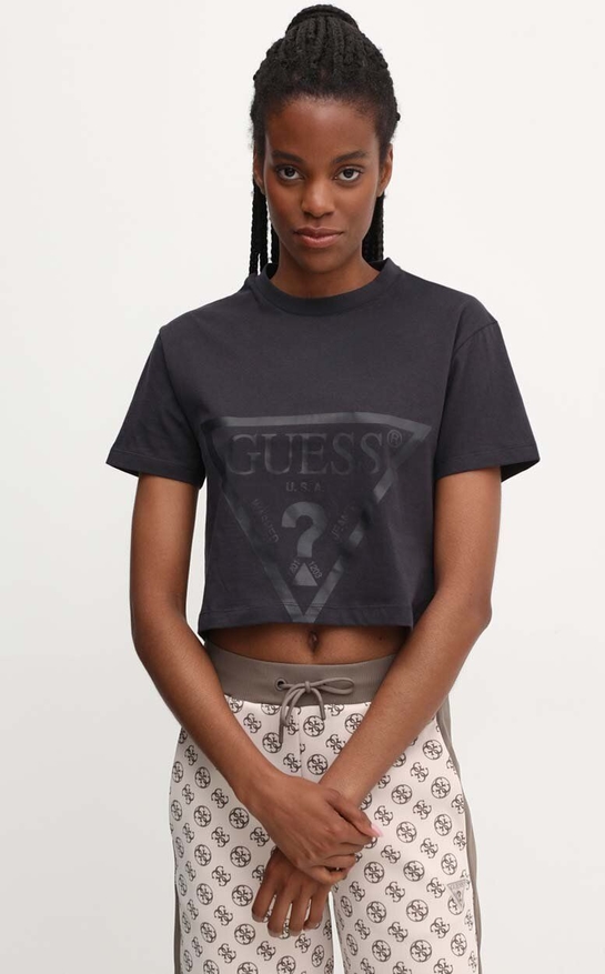 T-shirt Guess z krótkim rękawem w młodzieżowym stylu z bawełny