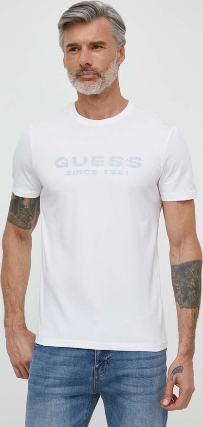 T-shirt Guess z krótkim rękawem z bawełny