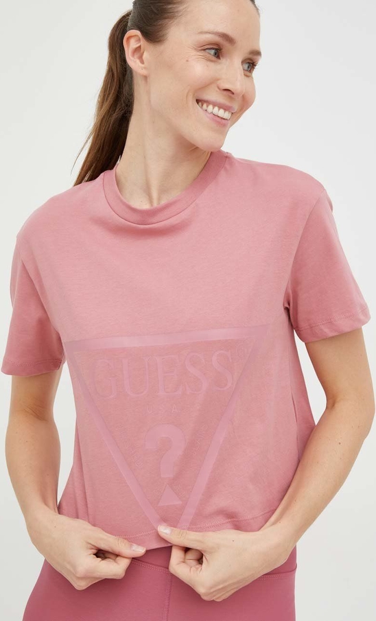 T-shirt Guess z krótkim rękawem z okrągłym dekoltem w stylu casual