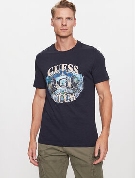 T-shirt Guess z nadrukiem w młodzieżowym stylu z krótkim rękawem