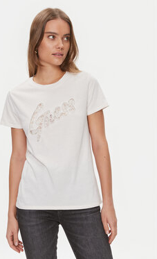 T-shirt Guess z okrągłym dekoltem
