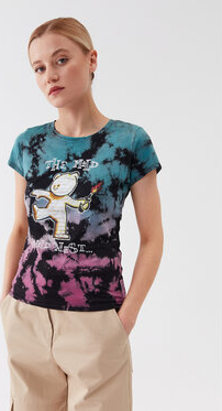 T-shirt Guess z okrągłym dekoltem w młodzieżowym stylu
