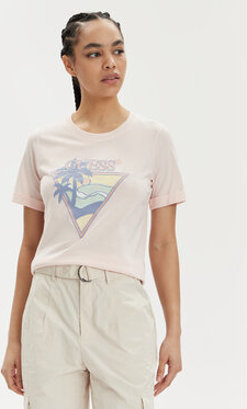 T-shirt Guess z okrągłym dekoltem w młodzieżowym stylu z nadrukiem