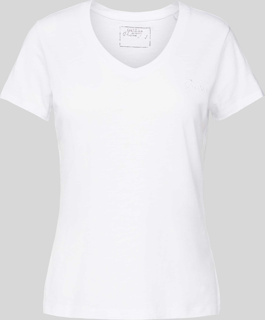T-shirt Guess z okrągłym dekoltem z bawełny z krótkim rękawem