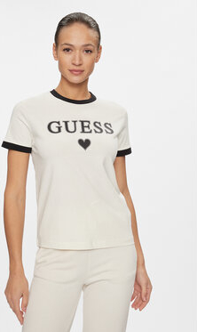 T-shirt Guess z okrągłym dekoltem z krótkim rękawem