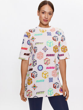 T-shirt Guess z okrągłym dekoltem z krótkim rękawem z nadrukiem