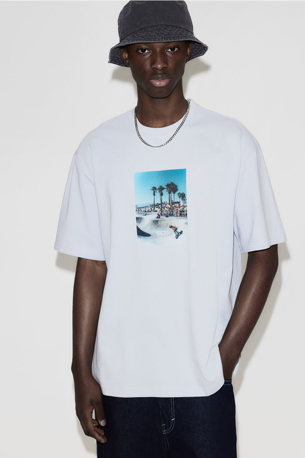 T-shirt H & M w młodzieżowym stylu z dżerseju z nadrukiem