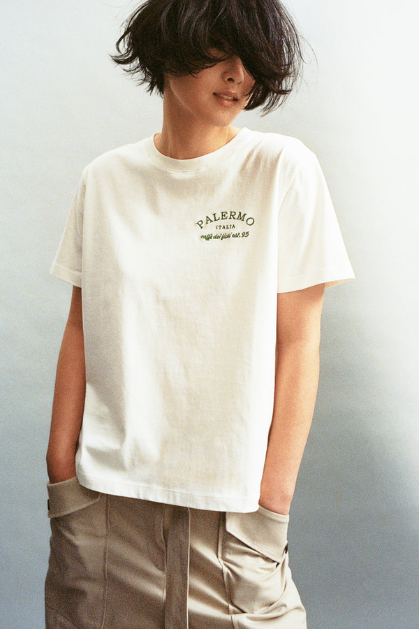 T-shirt H & M z dżerseju z krótkim rękawem w młodzieżowym stylu