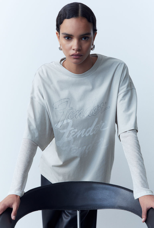 T-shirt H & M z dżerseju z okrągłym dekoltem