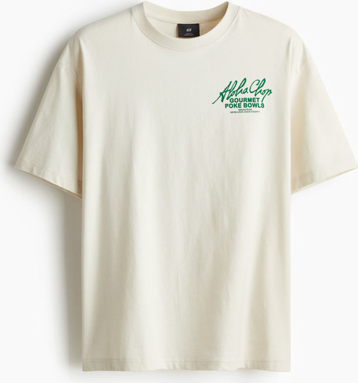 T-shirt H & M z krótkim rękawem w młodzieżowym stylu z okrągłym dekoltem