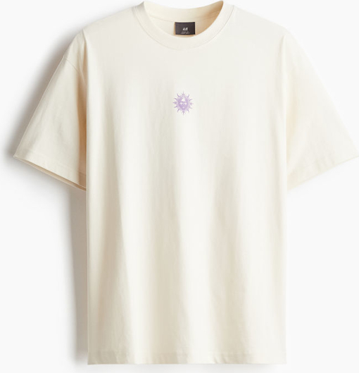 T-shirt H & M z krótkim rękawem z okrągłym dekoltem w stylu casual