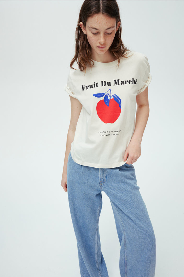 T-shirt H & M z okrągłym dekoltem