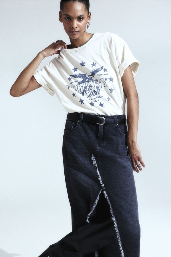 T-shirt H & M z okrągłym dekoltem w młodzieżowym stylu z dżerseju