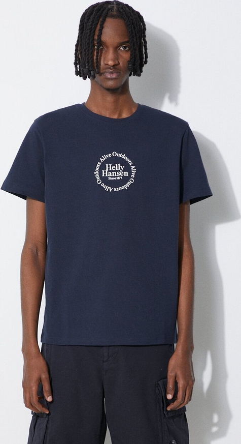 T-shirt Helly Hansen z bawełny z krótkim rękawem z nadrukiem