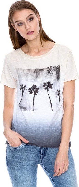 T-shirt Hilfiger Denim w młodzieżowym stylu z krótkim rękawem z okrągłym dekoltem