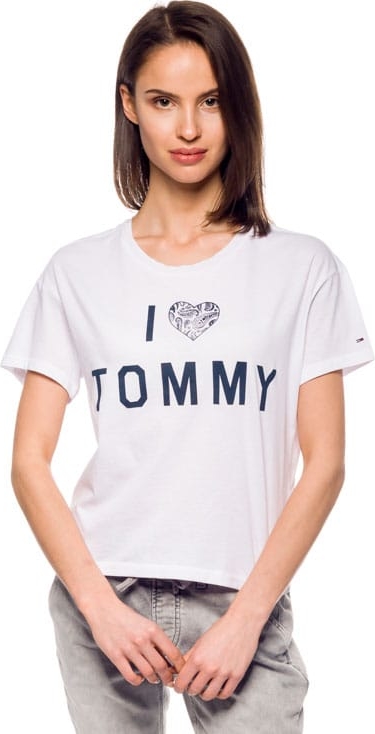 T-shirt Hilfiger Denim z okrągłym dekoltem w młodzieżowym stylu