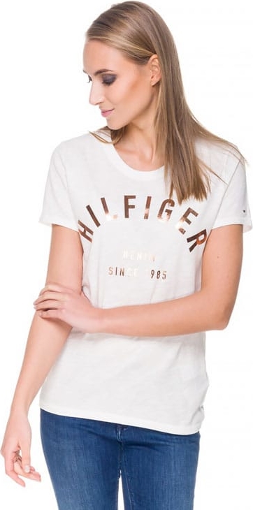 T-shirt Hilfiger Denim z okrągłym dekoltem z krótkim rękawem