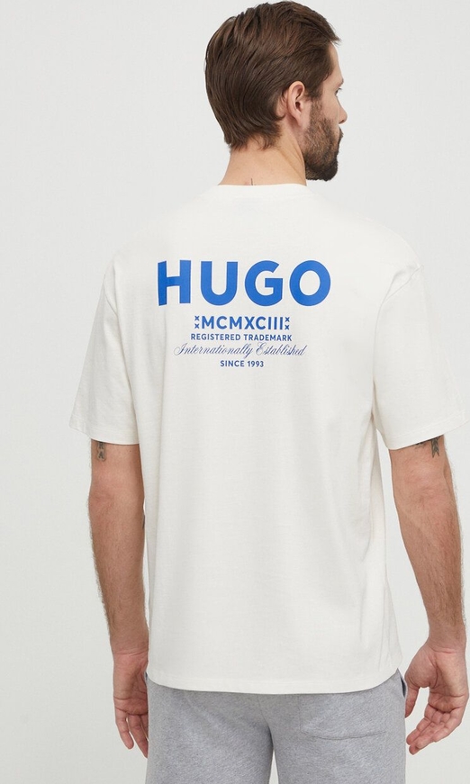 T-shirt Hugo Blue z krótkim rękawem w młodzieżowym stylu z nadrukiem