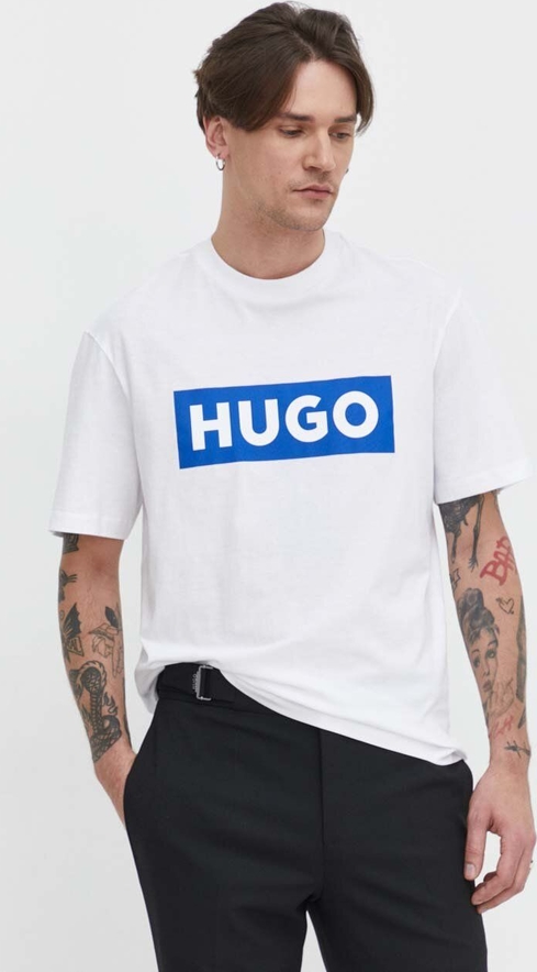 T-shirt Hugo Blue z nadrukiem w młodzieżowym stylu