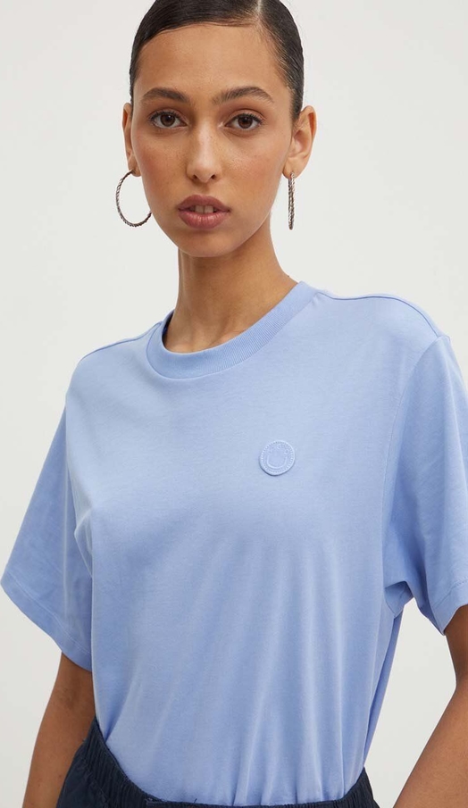 T-shirt Hugo Blue z okrągłym dekoltem w stylu casual z bawełny