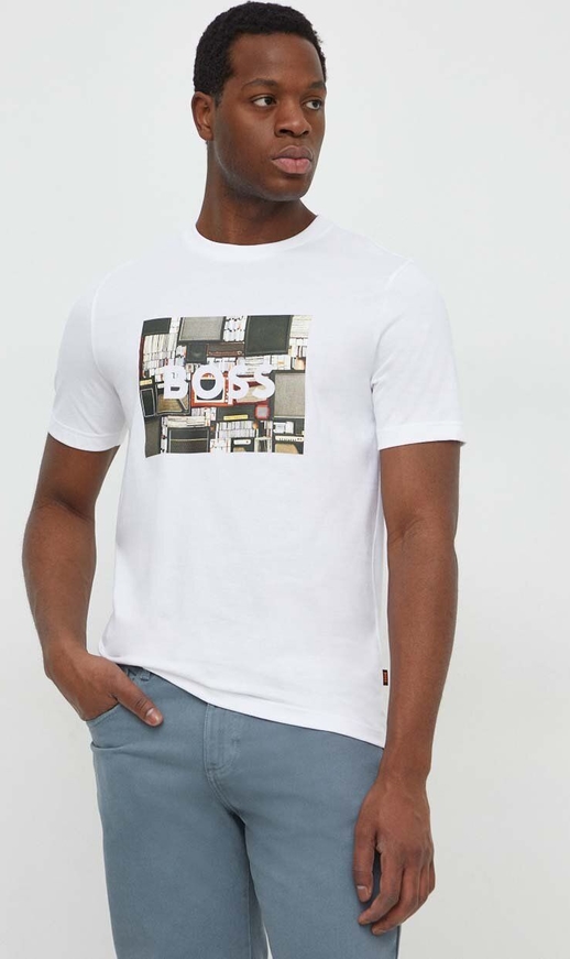 T-shirt Hugo Boss w młodzieżowym stylu z bawełny z nadrukiem