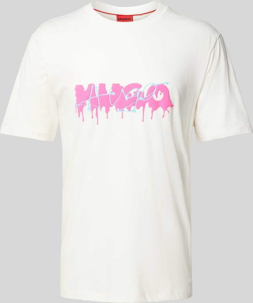 T-shirt Hugo Boss w młodzieżowym stylu z nadrukiem z bawełny