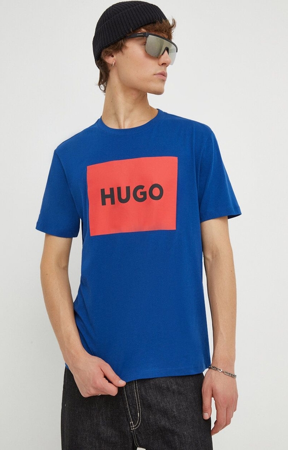 T-shirt Hugo Boss w młodzieżowym stylu z nadrukiem z krótkim rękawem