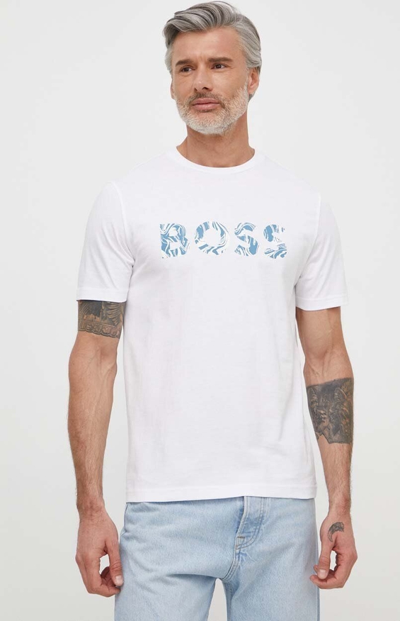 T-shirt Hugo Boss z bawełny w młodzieżowym stylu z nadrukiem