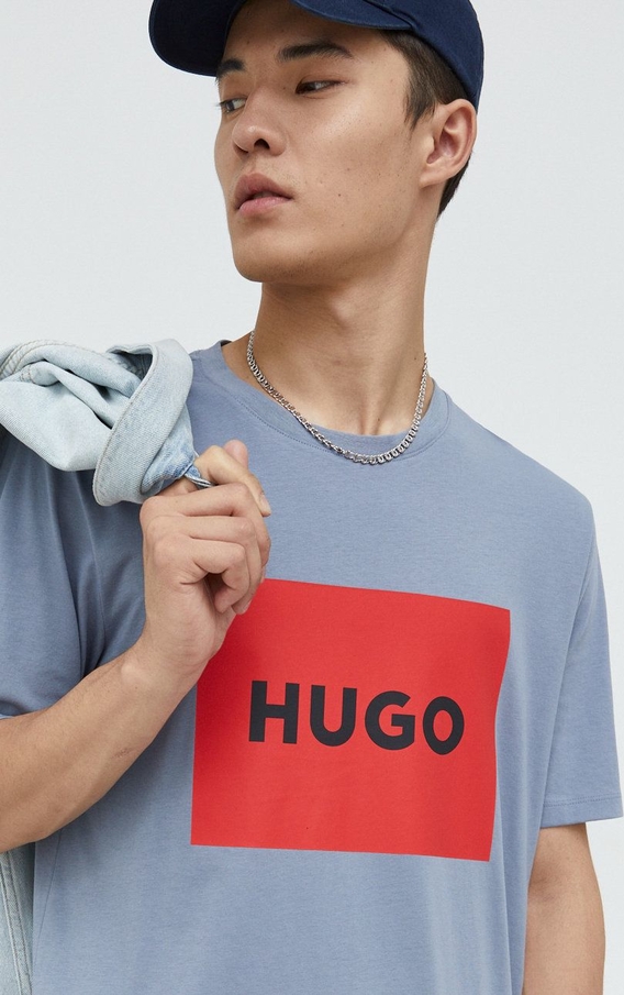 T-shirt Hugo Boss z bawełny z krótkim rękawem z nadrukiem