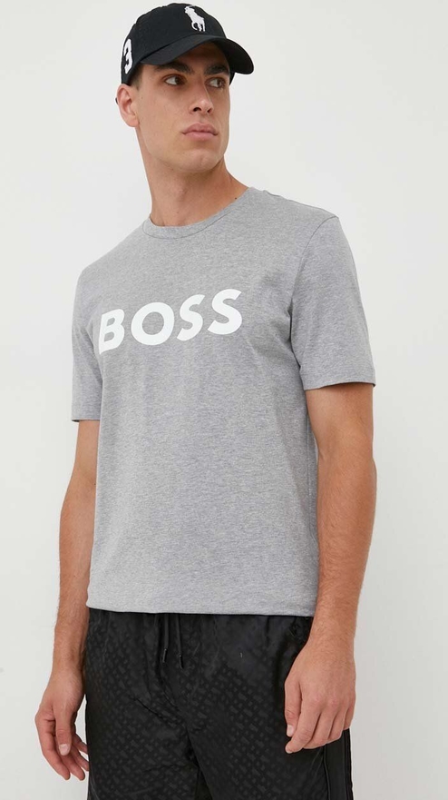T-shirt Hugo Boss z bawełny z nadrukiem w młodzieżowym stylu