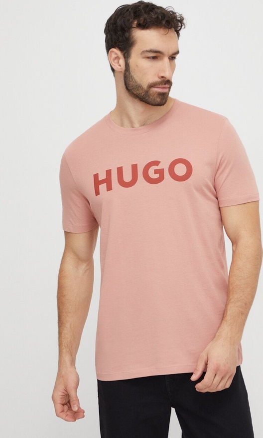 T-shirt Hugo Boss z krótkim rękawem z nadrukiem z bawełny