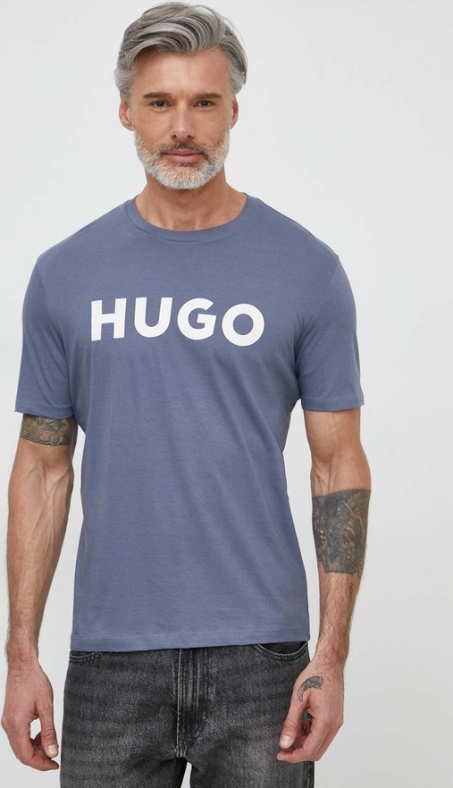 T-shirt Hugo Boss z nadrukiem w młodzieżowym stylu z krótkim rękawem