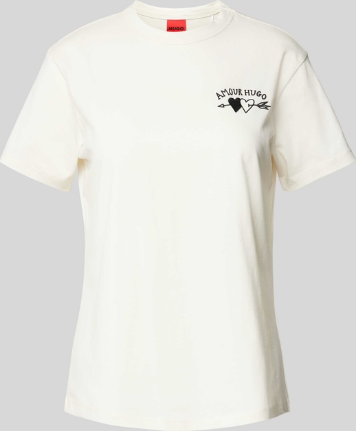 T-shirt Hugo Boss z nadrukiem w młodzieżowym stylu z okrągłym dekoltem