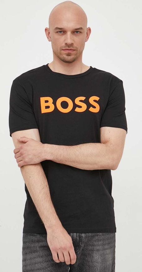 T-shirt Hugo Boss z nadrukiem w stylu casual z bawełny