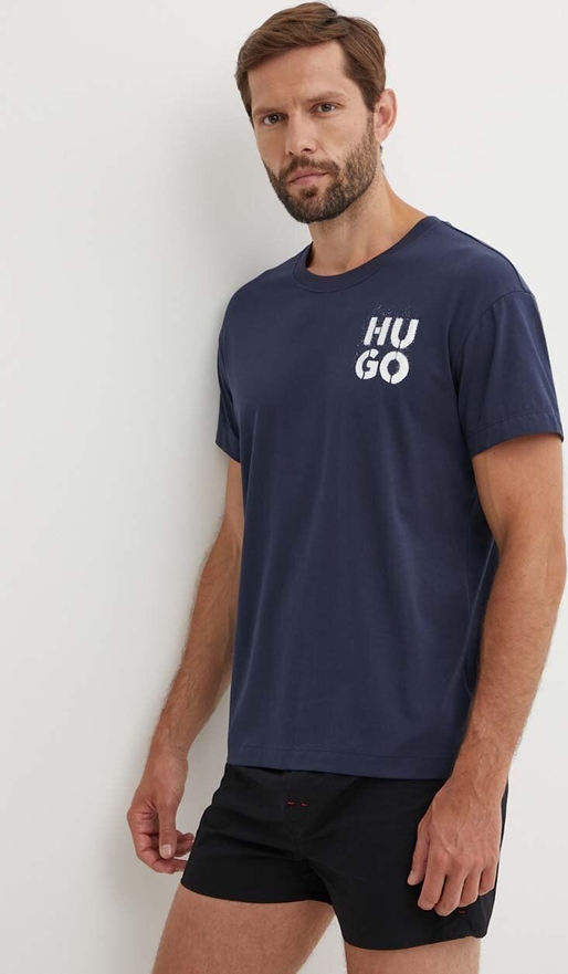 T-shirt Hugo Boss z nadrukiem z bawełny w młodzieżowym stylu