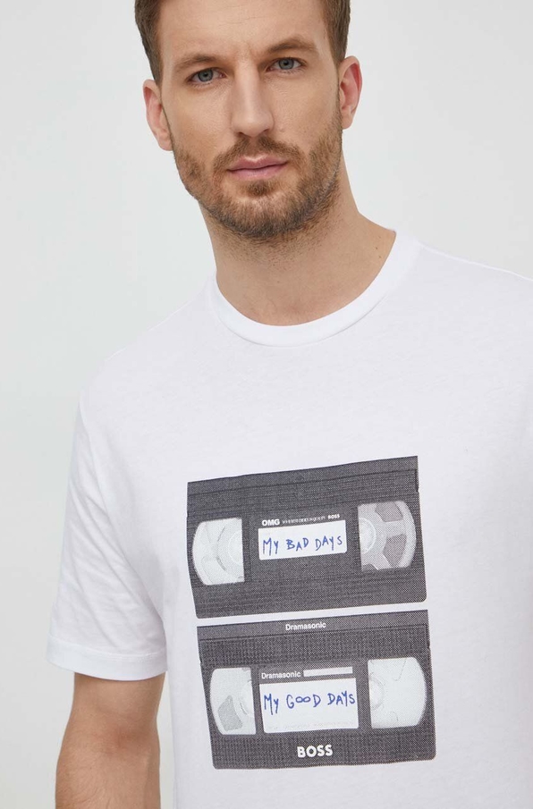 T-shirt Hugo Boss z nadrukiem z krótkim rękawem w młodzieżowym stylu