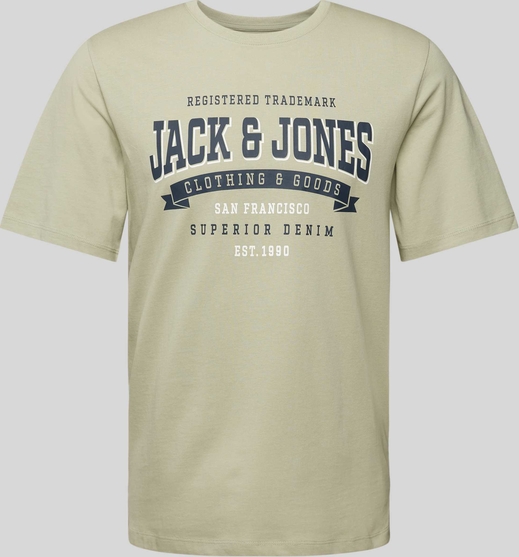 T-shirt Jack & Jones w młodzieżowym stylu z nadrukiem z bawełny