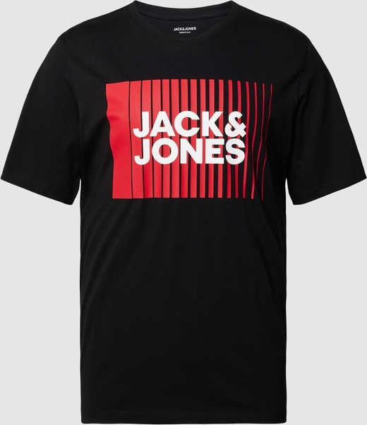 T-shirt Jack & Jones z nadrukiem z krótkim rękawem z bawełny